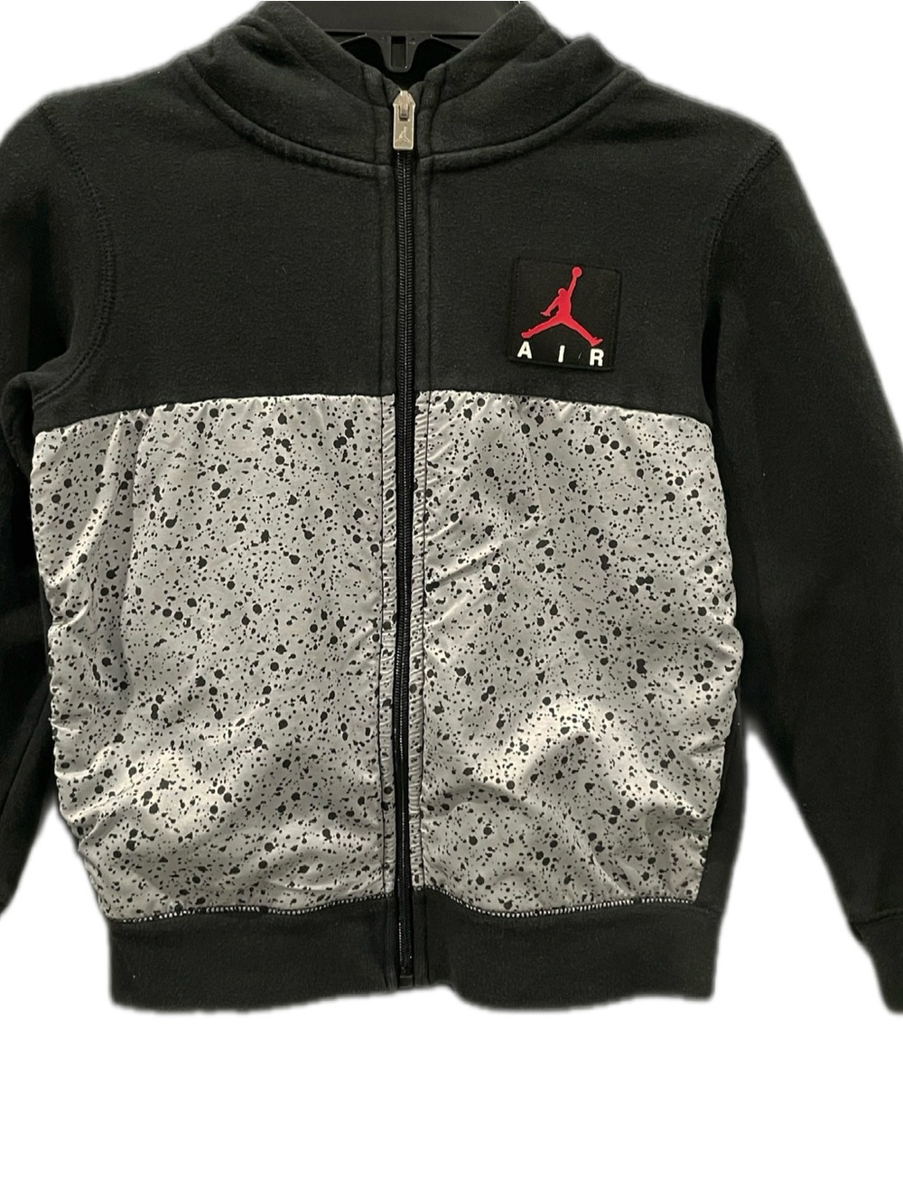 Jordan Kids Black & Gray Zip Hoodie with Red Jumpman Patch